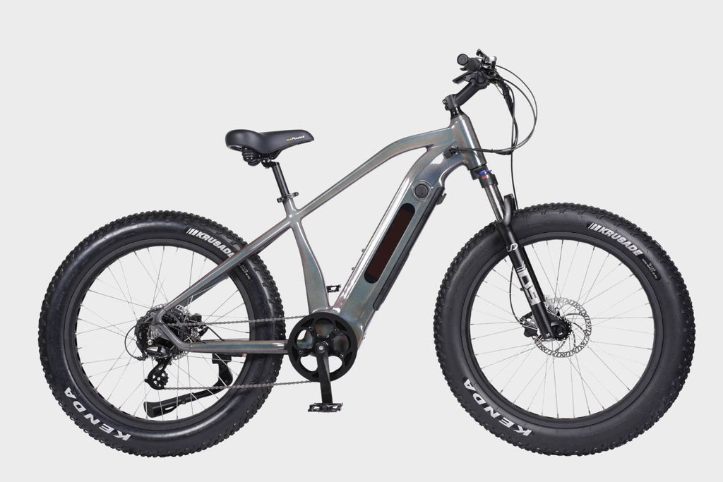 Side view of DAMAXED Electric Fat Tire Bike - Grey, designed for versatile off-road adventures.
