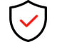 Black shield icon with a white check mark on a transparent background