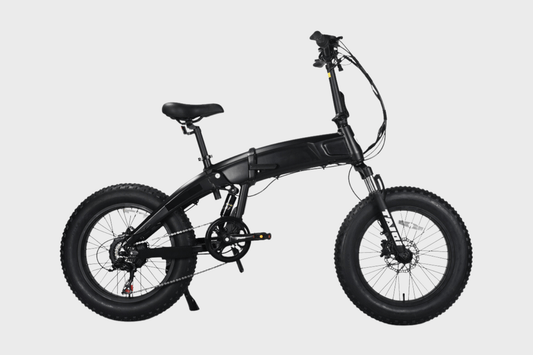 Side view of black DAMAXED 20" folding fat tire e-bike.