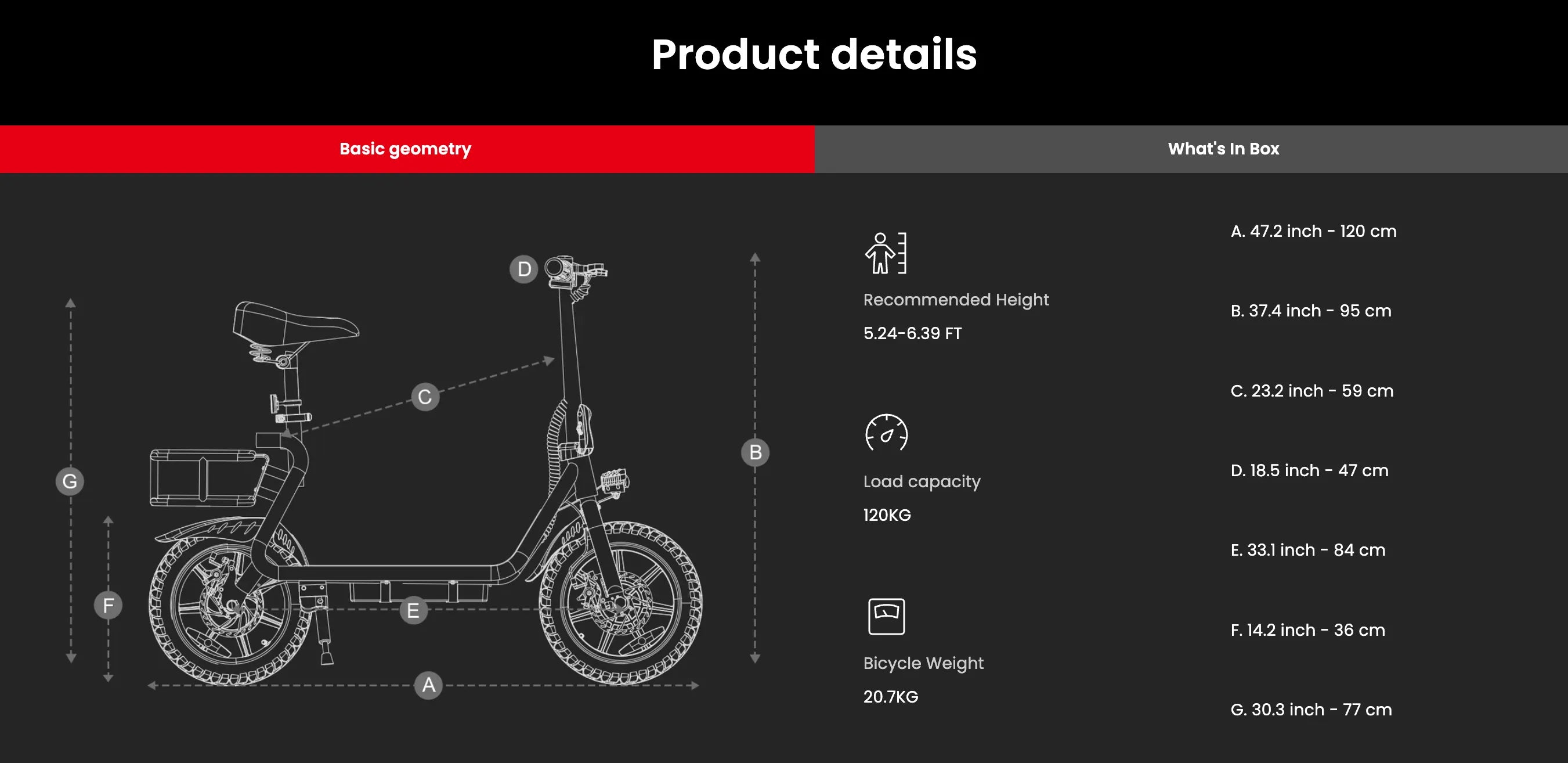 Technical diagram of an electric scooter of DYU C4 with dimensions and specifications on a black background