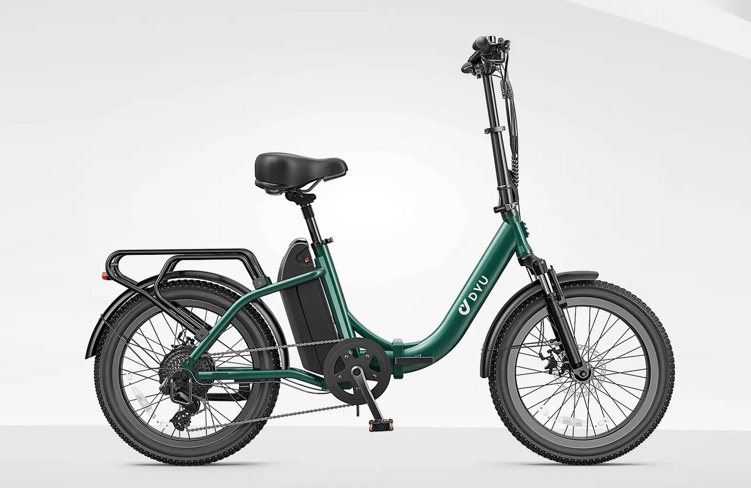 Green DYU C9 electric bike on a white background