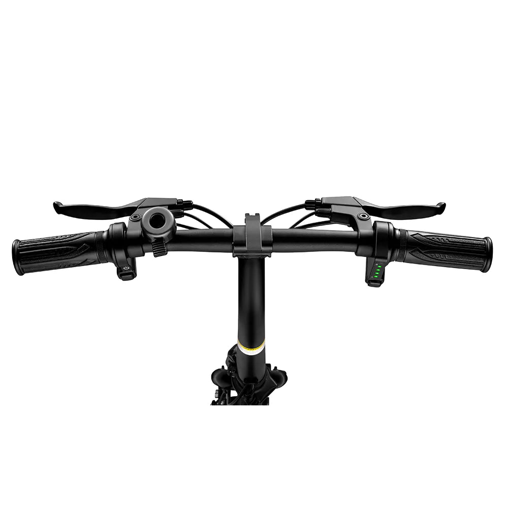 Black dyu d3f foldable ebike handlebar with grips on a white background