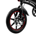 Close-up of a dyu d3f foldable electric bike wheel with a white background