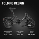 Folding C3 foldable electric bike with specifications on a dark background