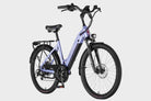 Purple DAMAXED electric city bike, 20+ mph, 45 mile range, LG 48V14Ah battery, Bafang 350W motor. 45-degree angle view. Ideal for daily commutes.