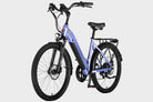 Purple DAMAXED electric city bike, 20+ mph, 45 mile range, LG 48V14Ah battery, Bafang 350W motor. 45-degree angle view. Ideal for daily commutes.