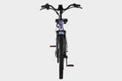 Purple DAMAXED electric city bike, 20+ mph, 45 mile range, LG 48V14Ah battery, Bafang 350W motor.  Ideal for daily commutes. Front view with angled handlebars and LCD display.