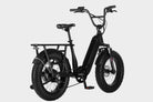 45-degree angle view of Black Samsung/LG 48V15Ah electric cargo fat tire bike with Bafang 500W motor and 45+ mile range. Ideal for effortless cargo transport.