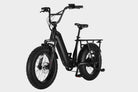 45-degree angle view of Black Samsung/LG 48V15Ah electric cargo fat tire bike with Bafang 500W motor and 45+ mile range. Ideal for effortless cargo transport.
